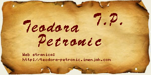 Teodora Petronić vizit kartica